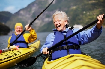 Couple kayaking